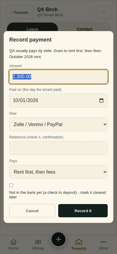 The Record payment window