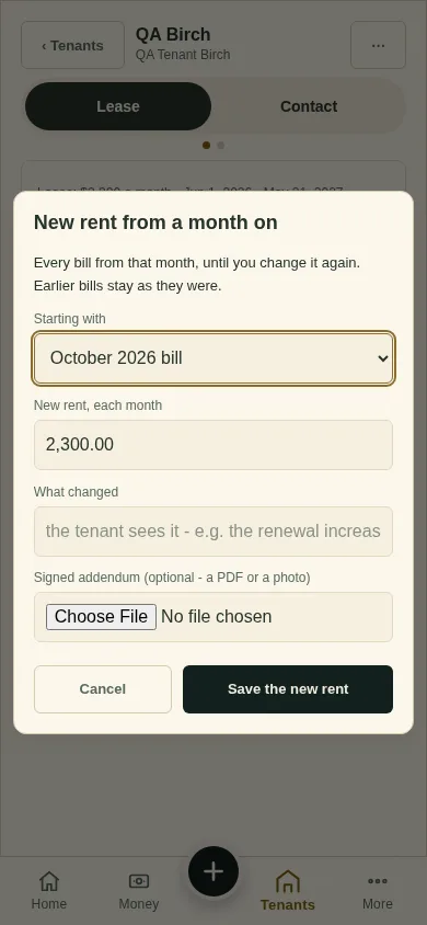 The New rent from a month on window